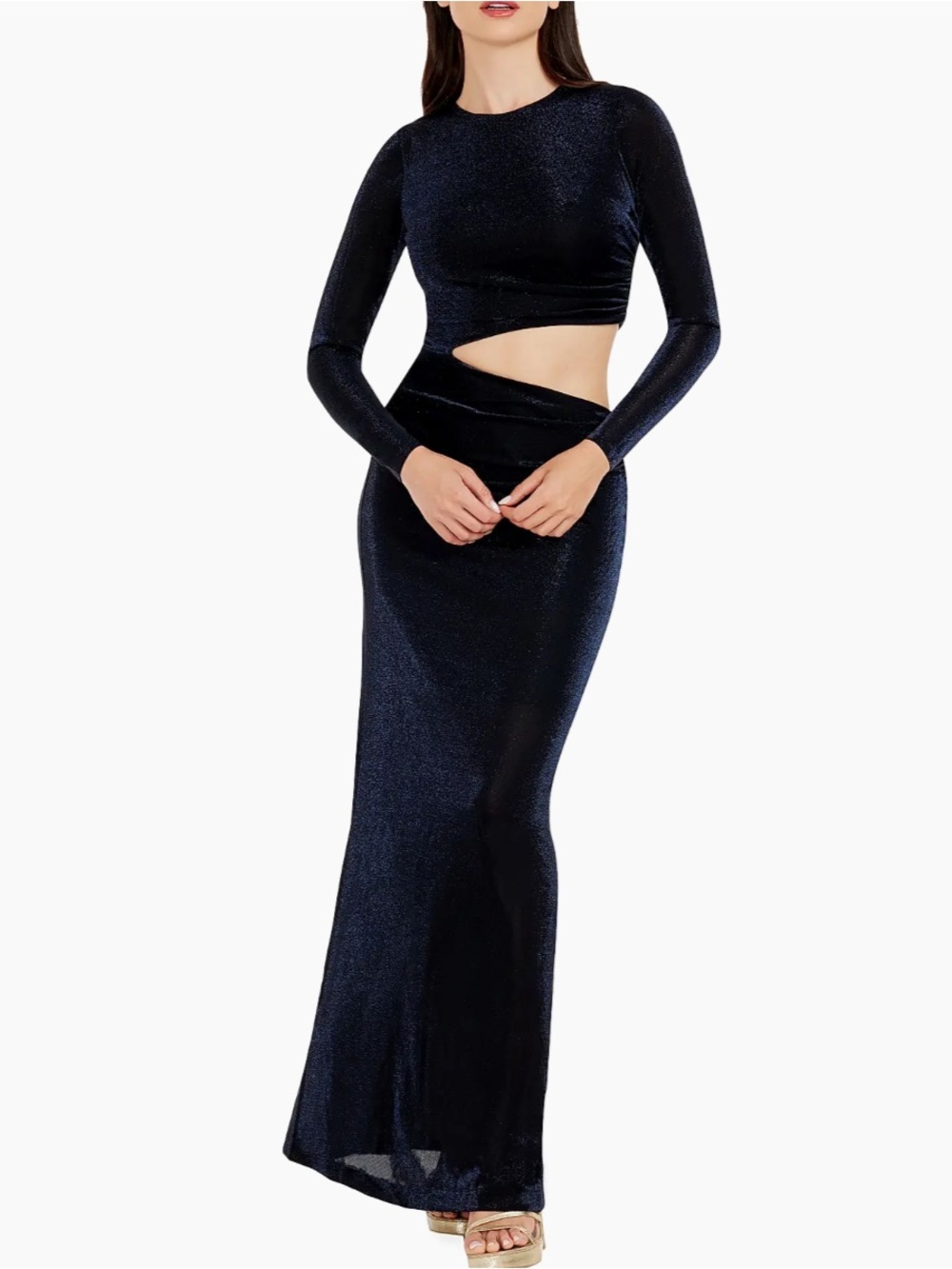 Dress the Population Candace Metallic Jersey Cut-Out Maxi Dress, Size: S